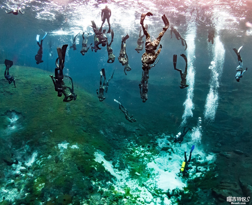 Погружение в жидкость. Фридайвинг. Филиппины Freediving. Бассейн бездна. Человек ныряет за кораллами.